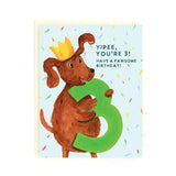 The Paperhood Greeting Card - 3rd Birthday Dog