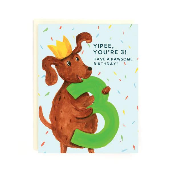 The Paperhood Greeting Card - 3rd Birthday Dog