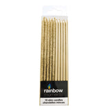Rainbow Moments Slim Paraffin Candles 10pk - Gold