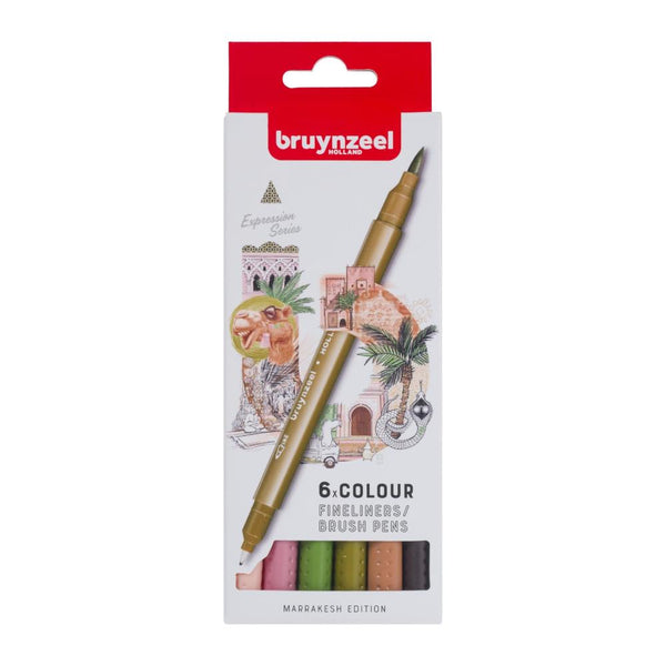 Bruynzeel Fineliner & Brush Pen Set 6pk - Marrakesh