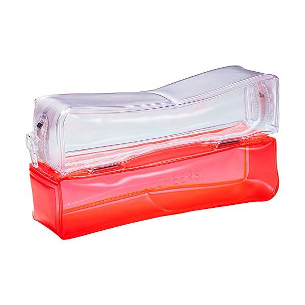 King Jim CHEERS! Twin Pencil Case - Red & Clear