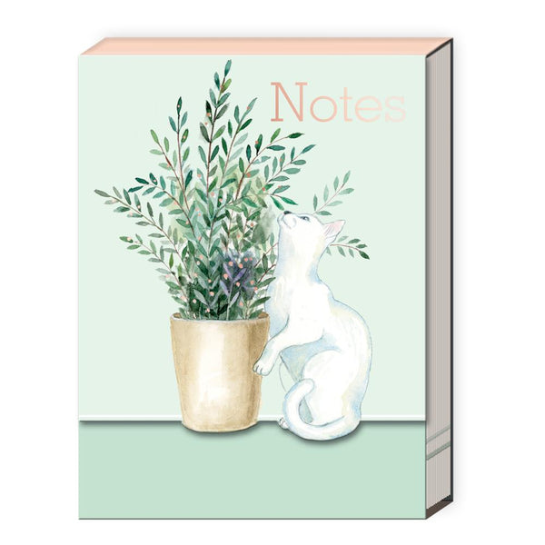 Punch Studio Pocket Notepad - Houseplant White Cat