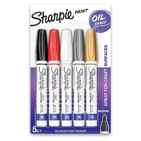 Sharpie Oil Paint Markers, Medium Point, 5-pack
