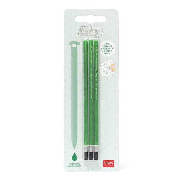 Legami Erasable Gen Pen Refills 3pk Green