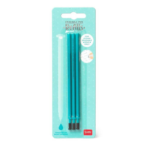 Legami Erasable Gen Pen Refills 3pk Turquoise