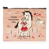Blue Q Recycled Zipper Pouch - I Hate Everyone Too