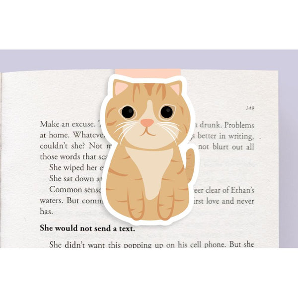 Craftedvan Magnetic Bookmark -- Orange Tabby Cat