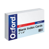 Oxford Index Cards 4"x6" Blank White 100pk