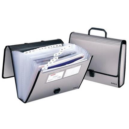 Oxford Pendaflex 26-Pocket Expanding File Carry Case - Lettersize, Silver