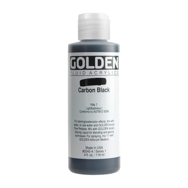 Golden Fluid Acrylic Paint 4oz Carbon Black