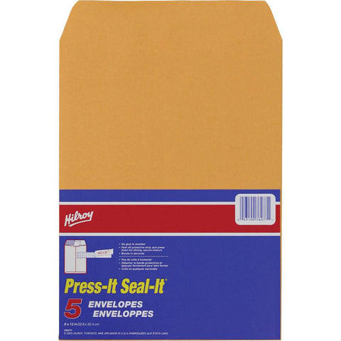 Hilroy Press & Seal Envelopes 9"x12" 5pk