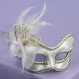 Forum Novelties White Feather Satin Mask